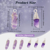 40Pcs 2 Styles Rough Natural Amethyst Pendants, with Silver Tone Copper Wire Wrapped, Nuggets Charm, 21~31.5x7~12x6~10mm, Hole: 2.5~3.5mm, 20pcs/style