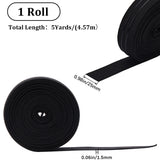 Flat Polyester Non-Slipped Elastic Cord, Silicone Gripper Elastic Band, Clothes Accessories, Black, 25mm