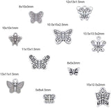 Tibetan Style Alloy Charms, Butterfly, Antique Silver, 13.5x7x3mm
