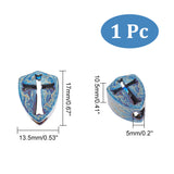 Titanium Alloy Knife Beads for Lanyard Pendant, Large Hole Beads, Shield with Cross, 17x13.5x10mm, Hole: 10mm