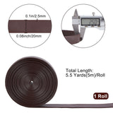 Flat PU Imitation Leather Cord, for Bag Decor, Coconut Brown, 20x2~2.5mm