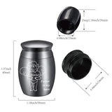 Stainless Steel Cremation Urn, for Commemorate Kinsfolk Cremains Container, Column, with Velvet Pouch and Silver Polishing Cloth, Cupid, 40.5x30mm
