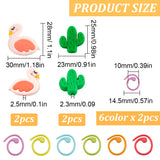 Knitting Tool Kit, Including Flamingo & Cactus Silicone Needles Protectors Stoppers, Alloy Knitting Stitch Maker Rings, Mixed Color, 16Pcs/box