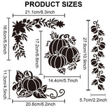 1Pc Autumn PET Hollow Out Drawing Painting Stencils, with 1Pc Art Paint Brushes, for DIY Scrapbook, Photo Album, Pumpkin Pattern, 300x300mm