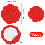 Adhesive Wax Seal Stickers, Envelope Seal Decoration, For Craft Scrapbook DIY Gift, Tree of Life, Red, 25mm, 50pcs/box