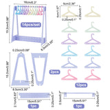 1 Set Acrylic Earring Display Stands, Clothes Hanger Shaped Earring Organizer Holder with 12Pcs Colorful Hangers, Lilac, Finish Product: 15x8x16cm