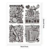 Rubber Clear Stamps, for Card Making Decoration DIY Scrapbooking, Musical Instruments, 22x18x0.8cm