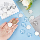 DIY Blank Dome Flat Round Pendant Making Kit, Including 304 Stainless Steel Pendant Cabochon Settings, Glass Cabochons, Stainless Steel Color, 32x27x2mm, Hole: 3mm, 60Pcs/box
