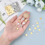 200Pcs 2 Colors 201 Stainless Steel Charms, Laser Cut, Stamping Blank Tag, Heart, Golden & Stainless Steel Color, 10x10x0.8mm, Hole: 1.4mm, 100pcs/color