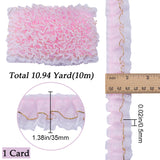 10M Polyester Polka Dot Lace Ribbons, Ruffled Lace Trim for Costume Decoration, Pearl Pink, 1-3/8 inch(35mm)