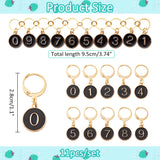 DIY Knitting Tools, including 0~9 Number Alloy Enamel Pendant Stitch Markers and Beaded Knitting Row Counter Chains for Knitting Weaving Sewing Quilting Handmade Jewelry, Black, 2.8~95cm, 11pcs/set