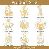 Nickel Decoration Stickers, Metal Resin Filler, Epoxy Resin & UV Resin Craft Filling Material, Golden, Bottle, 40x40mm, 9pcs/set