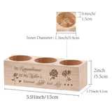 3 Hole Wood Candle Holders, Rectangle, Mother's Day Theme, Flower, 5.5x15x4.5cm