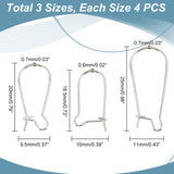 12Pcs 3 Style 925 Sterling Silver Hoop Earrings, Kidney Ear Wire, Silver, 18.5~25x9.5~11mm, Pin: 0.6~0.7mm, 4Pcs/style