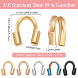 60Pcs 5 Color 316 Surgical Stainless Steel Wire Guardian and Protectors, Mixed Color, 6.3~7x4.5~5x1.5mm, Hole: 0.7mm, 12Pcs/color
