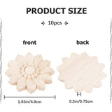 Wood Carved Onlay Applique Craft, Unpainted Onlay Furniture Home Decoration, Flower, 48~50x7.5mm