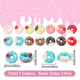 42Pcs 14 Styles Opaque Resin Decoden Cabochons, Imitation Food, Strawberry Donut, Mixed Color, 9~13x21~22mm, 3pcs/style