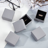 Paper Box, Snap Cover, with Sponge Mat, Jewelry Box, Square, Gray, 5.1x5.1x3.1cm