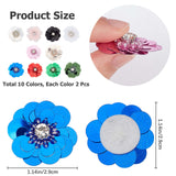 20Pcs 10 Colors Flower Shape PVC Sequin/Paillette Beading Appliques, Sew on Ornament Accessories, for DIY Clothes, Bag, Shoes Decoration, Mixed Color, 29~30x6mm, 2pcs/color