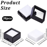 Acrylic Jewelry Box, with Sponge, Square, Black, 2.95x2.95x1.65cm