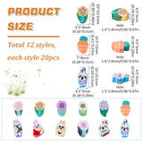 240Pcs 8 Style Cartoon Handmade Polymer Clay Beads, Rabbit/Carrot/Sunflower, Mixed Color, 9~12x4.5~9x4.5~5.5mm, Hole: 1.4~2mm, 20pcs/style