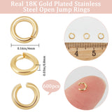600Pcs 304 Stainless Steel Open Jump Rings, Round Ring, Real 18K Gold Plated, 4x0.8mm, 20 Gauge