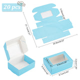 Cardboard Paper Shipping Box, Mailing Folding Box with Visible Window, Rectangle, Light Sky Blue, 6.2x8.7x3.2cm