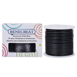 Round Aluminum Wire, Matte Effect, Black, 12 Gauge, 2mm, about 98.42 Feet(30m)/roll