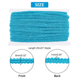 Polyester Braided Lace Trim, Sewing Centipede Lace Ribbon, for Clothes Accessories and Curtains Accessories, Deep Sky Blue, 1/4 inch(8mm), about 27.34 Yards(25m)/Card