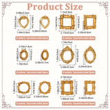 12Pcs 12 Style Resin Picture Frames, Retro Embossed Photo Frames, Small Family Photo Holders, for  Photo Props Wall Decor Accessories, Heart & Square & Rectangle & Oval, Mixed Color, 40~69x30~55x6~9mm, Inner Diameter: 25~36x19~32mm, 1pc/style