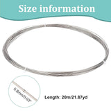 Titanium Steel Wire, Round, Stainless Steel Color, 20 Gauge, 0.8mm, about 65.62 Feet(20m)/Bundle