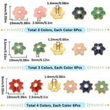 60Pcs 10 Style Alloy Enamel Bead Caps, Flower, Mixed Color, 10x8.5~9x2.5~3mm, Hole: 1.2~1.4mm, 6pcs/style