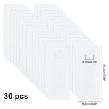 Frosted PVC Plastic Hangtagt, Rectangle, White, 20.3x8.2x0.038cm, Hole: 3.175cm, 30pcs/set