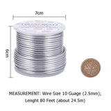 Round Aluminum Wire, Silver, 10 Gauge, 2.5mm, about 80.38 Feet(24.5m)/roll