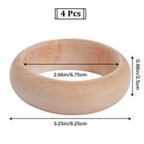 Unfinished Wood Plain Bangle for Women, Moccasin, Inner Diameter: 2-5/8 inch(6.75cm)