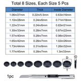 40Pcs 8 Style Plastic Coil Protector, Flat Round, Black, 27~33x5.5~7mm, Inner Diameter: 16~33mm, 5Pcs/Style, 8 Style, 40Pcs