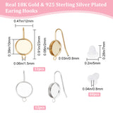 24Pcs 2 Colors 304 Stainless Steel Earring Hooks, with Horizontal Loop and Round Tray, with 60Pcs Plastic Ear Nuts, Mixed Color, 23x12x2mm, Hole: 1.5mm, Pin: 0.8mm, Tray: 10mm, 12Pcs/color