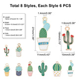 Alloy Enamel Pendants, Cactus, Mixed Color, 48pcs/box
