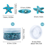 Synthetical Turquoise Beads Strands, Dyed, Starfish/Sea Stars, Turquoise, 13.5~14x13.5~14x4.5~5mm, Hole: 1.2~1.5mm, about 40~41pcs/strand, 15.15 inch(38.5cm), 4strands/box