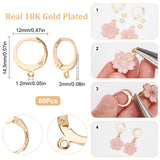 80Pcs 304 Stainless Steel Leverback Earring Findings, with Horizontal Loop, Real 18K Gold Plated, 14.5x12x2mm, Hole: 1.2mm