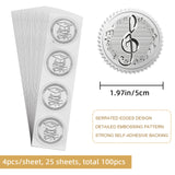 Custom Silver Foil Embossed Picture Sticker, Award Certificate Seals, Metallic Stamp Seal Stickers, Flower with Word Honor Roll, Musical Note Pattern, 5cm, 4pcs/sheet