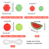 7 Style Food Grade Eco-Friendly Silicone Beads, Chewing Beads For Teethers, DIY Nursing Necklaces Making, Hexagon & Round & Watermelon, with 4M Nylon Thread, Mixed Color, 12~14x12~30x12~14mm, Hole: 2~2.5mm, 72pcs/box