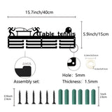 Fashion Iron Medal Hanger Holder Display Wall Rack, 3-Line, with Screws, Black, Tennis, 150x400mm, Hole: 5mm