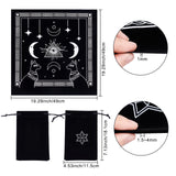 2Pcs 2 Style Cloth Square Altar Tarot Tablecloth, Star Moon Tablecloth, with Velvet Jewelry Pouches Bags, Moon Pattern, 18~490x11.5~490x0.15~1mm, 1pc/style
