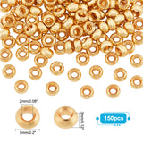 150Pcs Brass Spacer Beads, Nickel Free, Flat Round, Real 18K Gold Plated, 5x3mm, Hole: 2mm