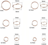 Iron Open Jump Rings, Rose Gold, 4~10x0.7~1mm, about 2.6~8mm inner diameter