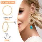 20Pcs Brass Textured Ring Stud Earrings for Women, with 40Pcs Plastic Ear Nuts, Real 18K Gold Plated, 12mm, Pin: 0.7mm