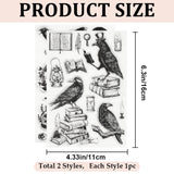 2 Sheets 2 Styles PVC Plastic Stamps, for DIY Scrapbooking, Photo Album Decorative, Cards Making, Stamp Sheets, Film Frame, Raven, 16x11x0.3cm, 1 sheet/style