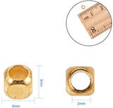 Cube Brass Spacer Beads, Mixed Color, 3x3x3mm, Hole: 2mm, 30pcs/color, 120pcs/box