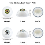 2 Colors Craft Eyes, Acrylic Outside and Resin Filling Inside, for Doll Making, Half Round, Mixed Color, 32.5x18mm, 1pair/color, 2pairs/set